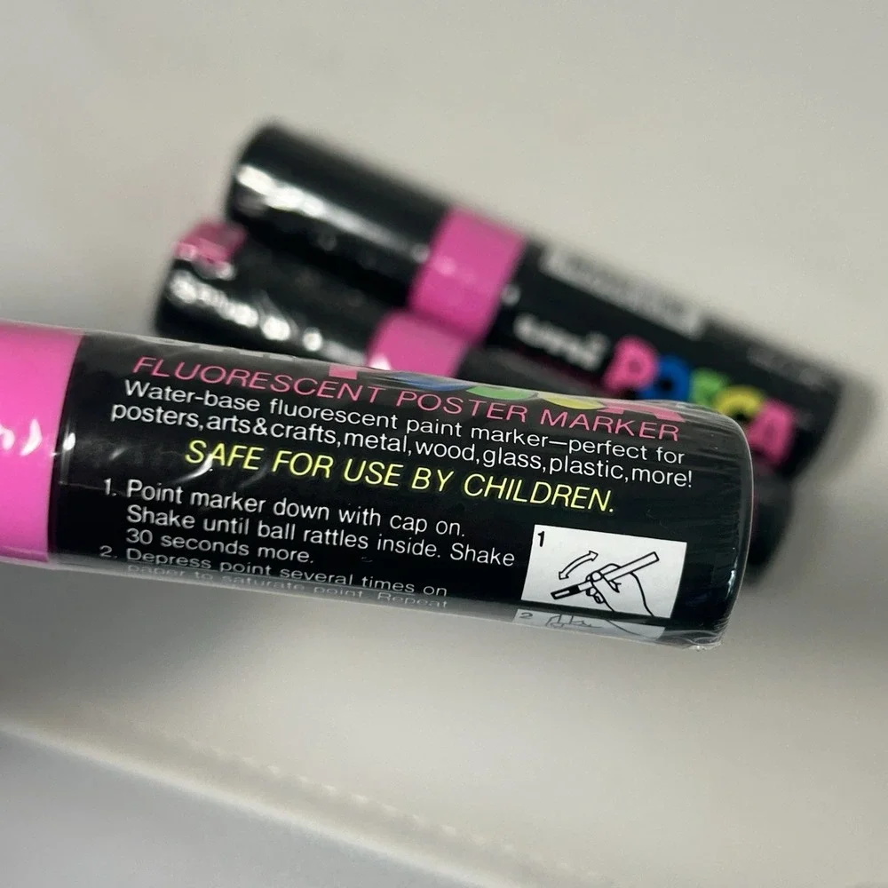 Posca PC-85F Paint Marker Broad Chisel Fluorescent Pink 3pc Neon Art DIY Marker
